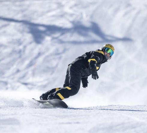 snowboarding at the boarder